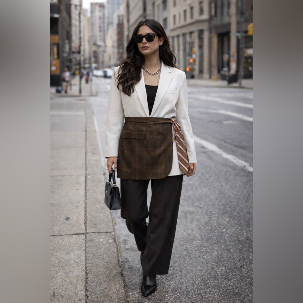 OOAK Vintage Upcycled Brown Plaid Apron Belt | Tie Waist Wrap Size Inclusive